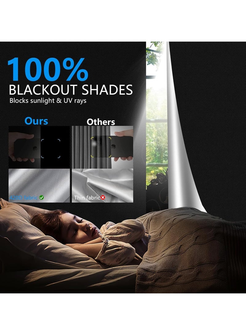 YQbest Portable Blackout Blinds,100% Blackout Material Shade with 20 Hook and Loop Straps, 30 Nano Stickers for Baby Nursery Bedroom, Dorm Room,Office or Travel  - Image 2