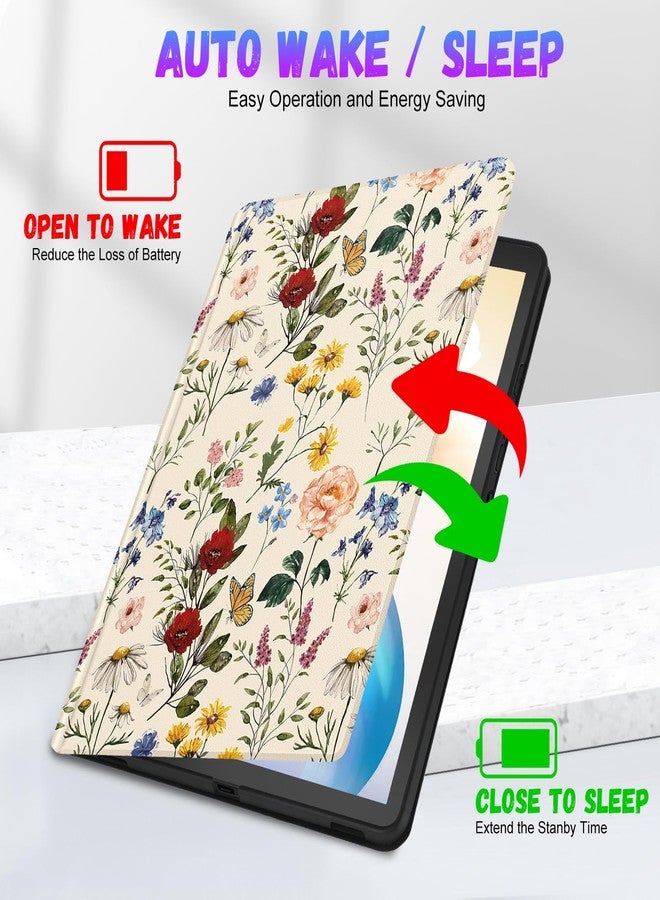 Wazzasoft for Samsung Galaxy Tab S6 Case 10.5 Inch 2019 for Women Girls Cute Folio Cover Fashion Design Girly Kawaii Flower Floral Pretty Unique Teens Tablet Cases for Samsung Tab S6 Case 10.5" - Image 5