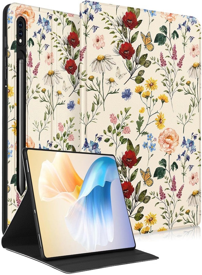 Wazzasoft for Samsung Galaxy Tab S6 Case 10.5 Inch 2019 for Women Girls Cute Folio Cover Fashion Design Girly Kawaii Flower Floral Pretty Unique Teens Tablet Cases for Samsung Tab S6 Case 10.5" - Image 1