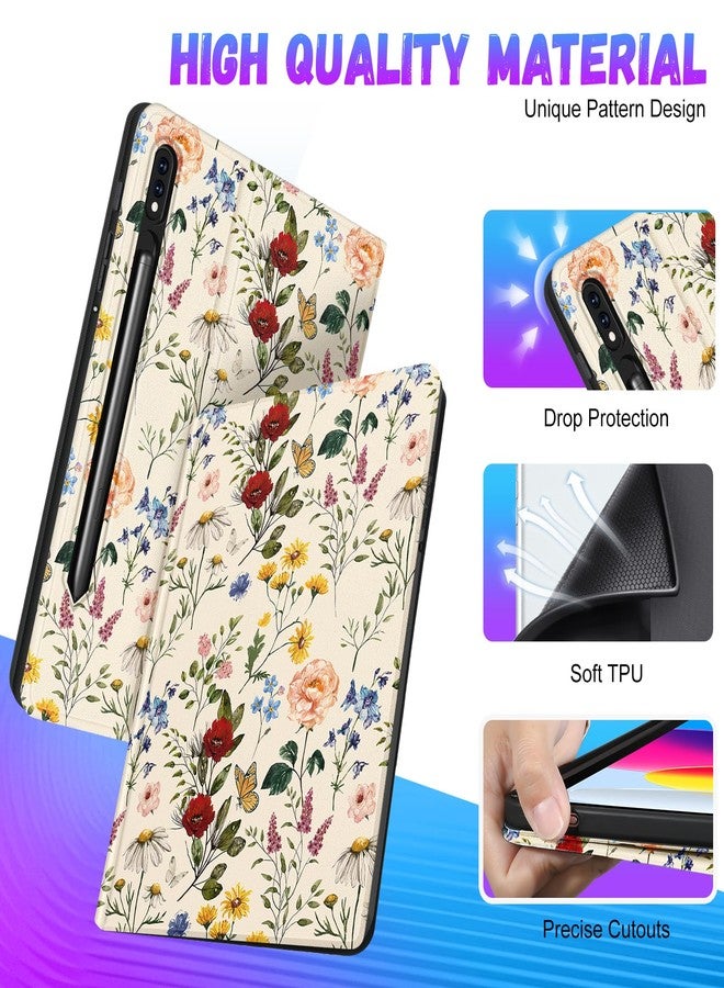 Wazzasoft for Samsung Galaxy Tab S6 Case 10.5 Inch 2019 for Women Girls Cute Folio Cover Fashion Design Girly Kawaii Flower Floral Pretty Unique Teens Tablet Cases for Samsung Tab S6 Case 10.5" - Image 4
