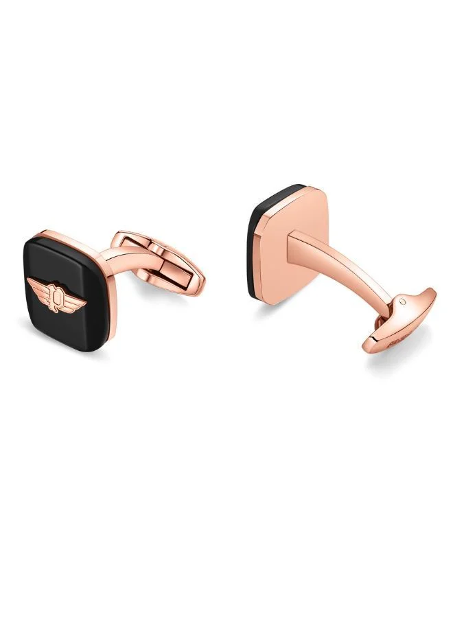 بوليس Square Cufflinks For Men Rose Gold Plated and Silver Color