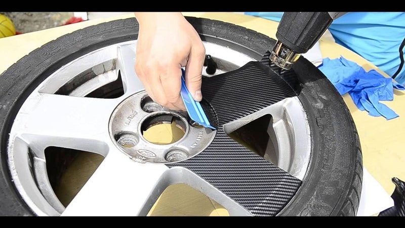 VViViD Auto Rim Air-Release Adhesive Vinyl Wrap 24 Inch x 30 Inch 4 Sheet Pack (True R Carbon Black) - Image 2