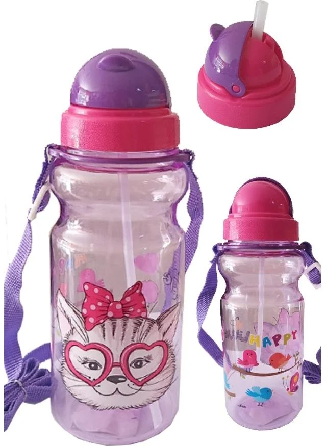 Dolphin Water Bottle for Girls 500ML Purple 1 Piece Little Happy Purple Water Bottle Plastic Water Bottle