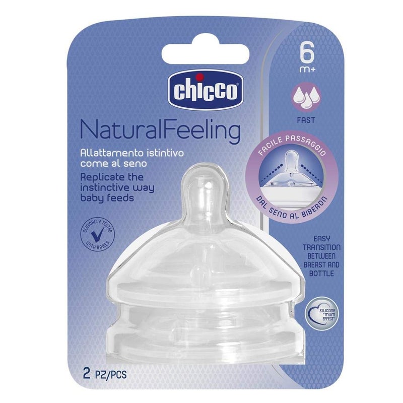 Chicco Teat Natural Feeling with Anti-Colic Effect, Nipple for Wide Neck Feeding Bottles, Fast Flow, for Babies & Toddlers 6m+ (Pack of 2) - Image 5