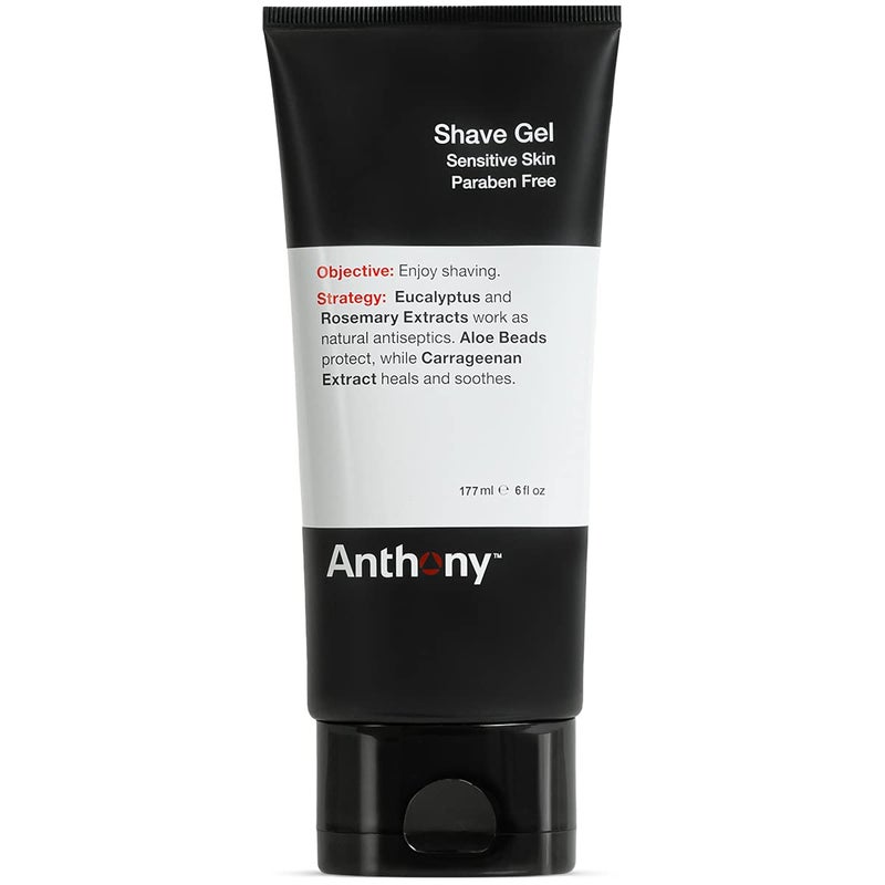 Anthony Shave Gel for Sensitive Skin â€“ Non-Foaming, Soothing Shaving Cream for Men and Women. With Aloe Vera Beads, Eucalyptus, Rosemary and Carrageenan Extract - 6 Fl Oz (2 Pack) - Image 1