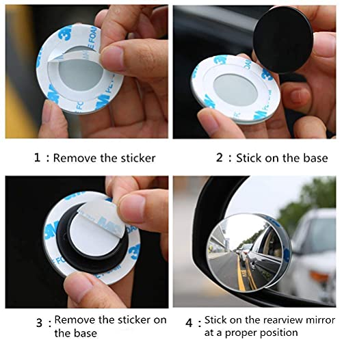 CarFrill 4 Pack Blind Spot Mirror, 2" Round HD Glass Frameless Convex Rear View Blind Spot Mirror Stick On with 360° Rotation Adjustable For SUV Car Auto - Image 5
