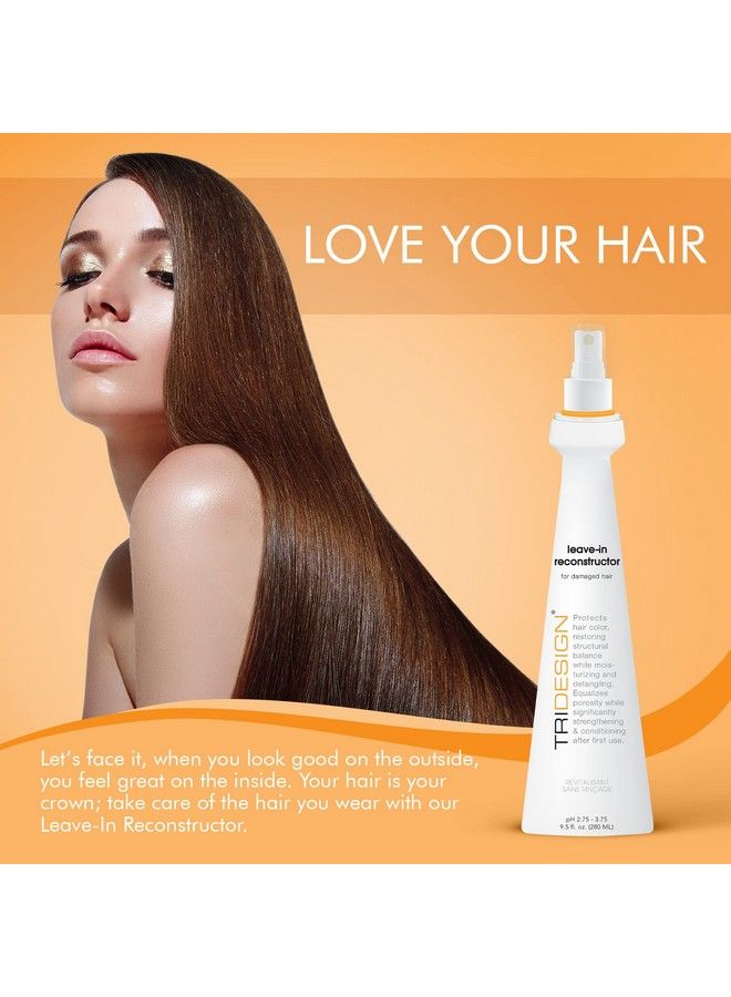 TRIDESIGN Tri Leavein Reconstructor Hair Serum For All Hair Types Leave In Conditioner Without Interfering With Styling Aids Convenient Hair Products That Strengthen Detangle & Moisturize Hair 9.5 Fl Oz  - Image 3