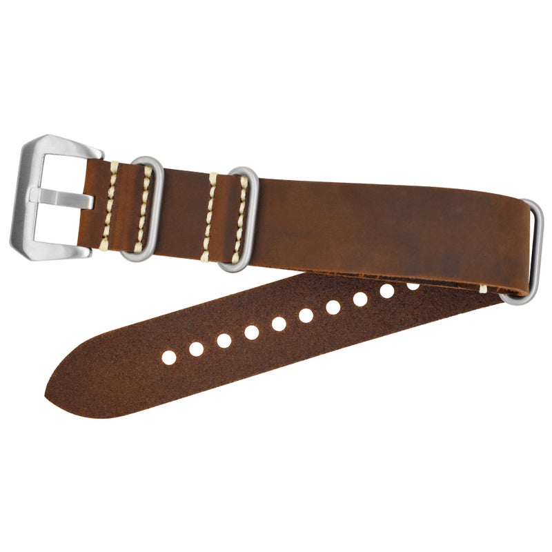Generic Genuine Leather Watch Strap Vintage NATO StyleDark brown crazy horse steel buckle 012s Dark brown crazy horse steel buckle 012s