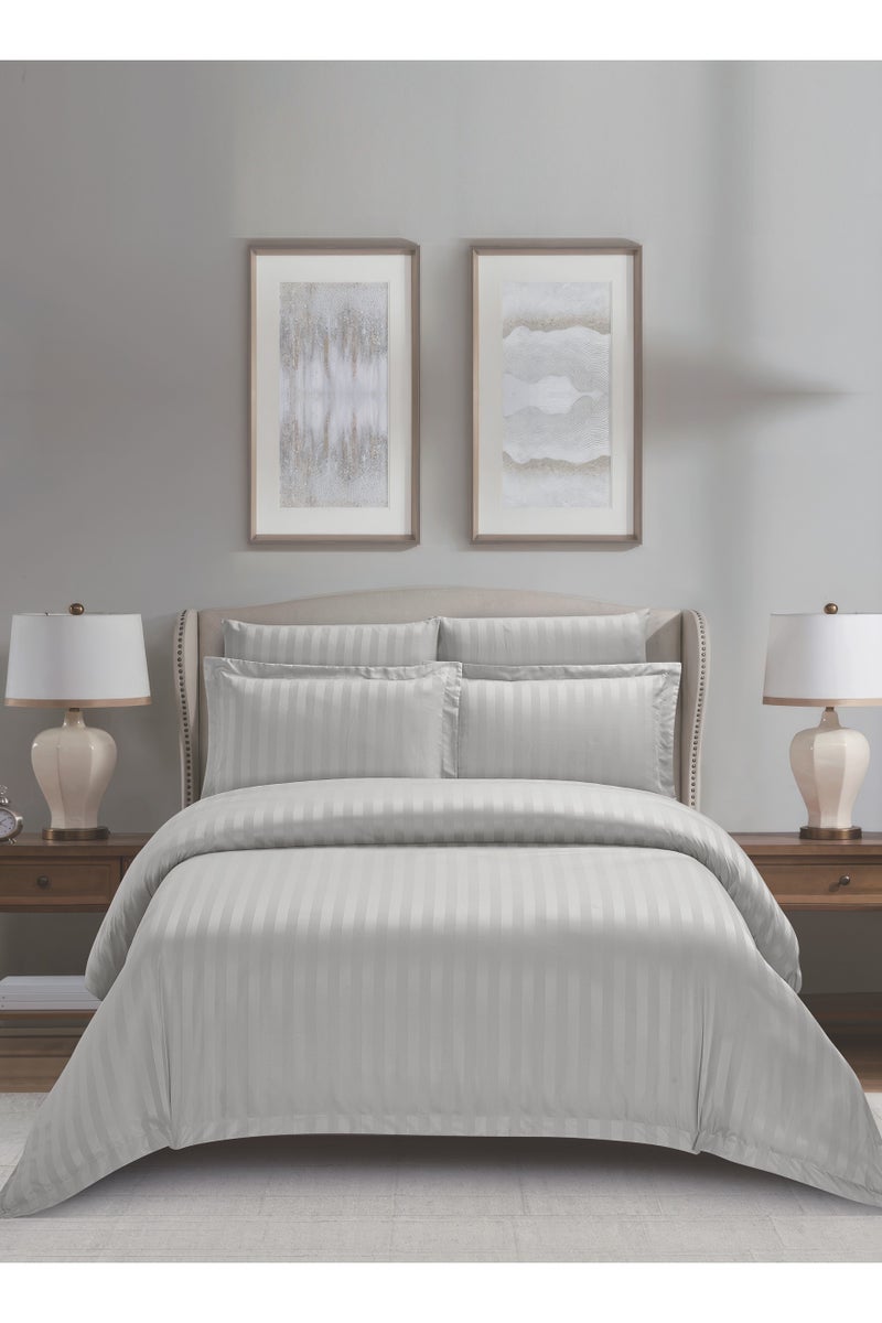 Donetella Striped Duvet Cover Set King Size 200x200 cm - 6-Pcs Bed Set, Microfiber Fabric - 1 Duvet Cover, 1 Fitted Sheet, 2 Pillow Sham, 2 Pillowcase (Filler Not Included) - Image 1