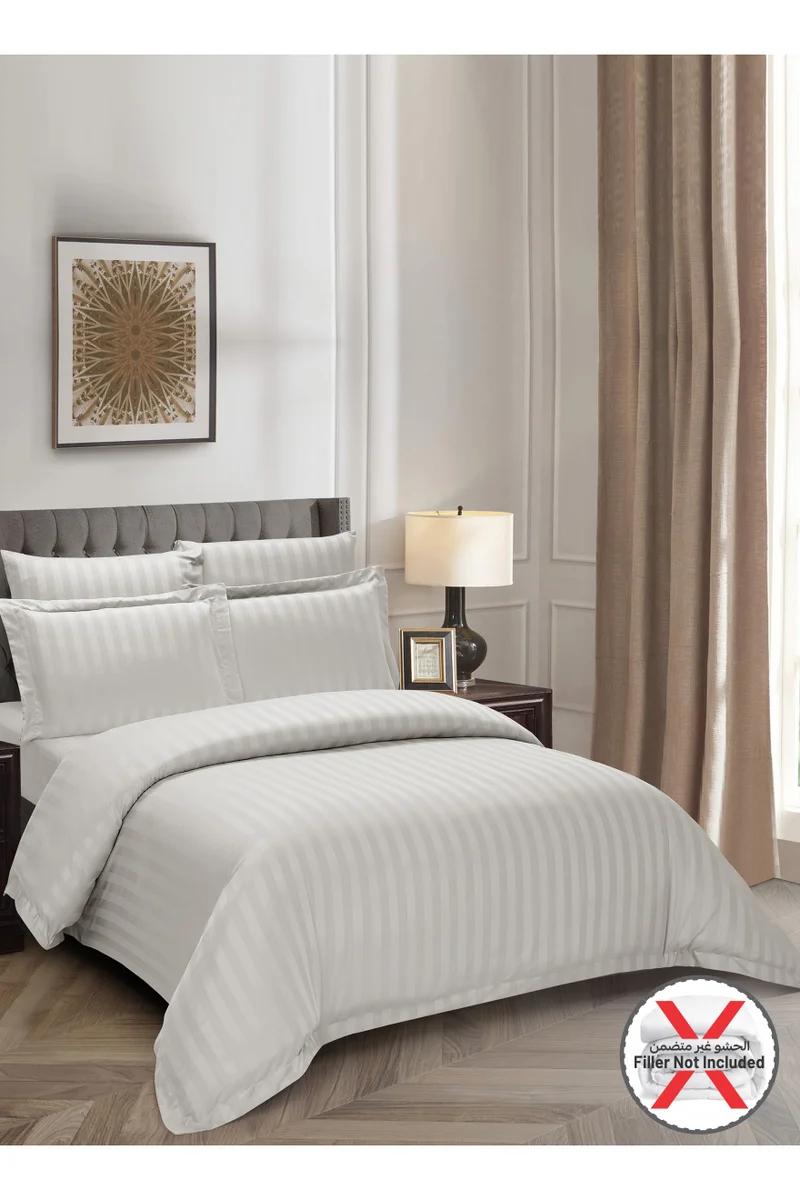 دوناتيلا Striped Duvet Cover Set King Size 220x240 cm - 6-Pcs Bed Set, Microfiber Fabric - 1 Duvet Cover, 1 Fitted Sheet, 2 Pillow Sham, 2 Pillowcase (Filler Not Included)