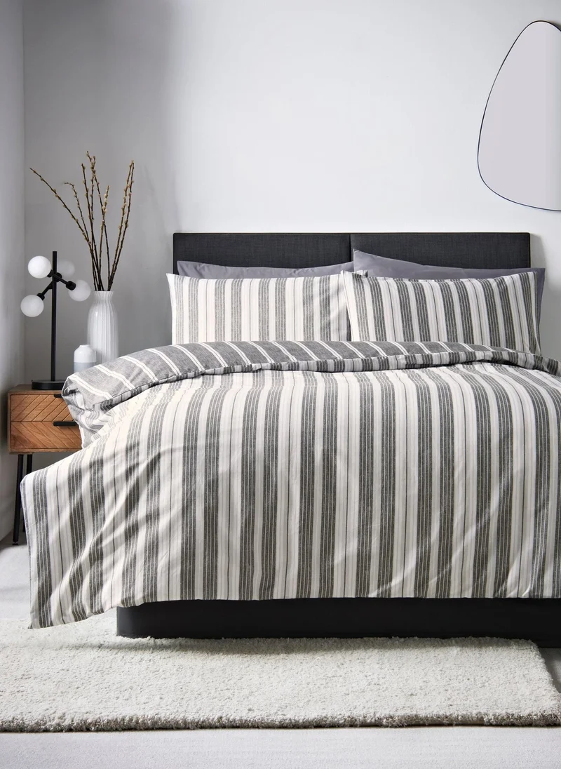Matalan Charcoal Stripe Duvet Set