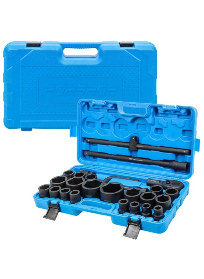 FORSAGE Air impact socket set 26pcs 3/4", 1", 6 point - Image 2