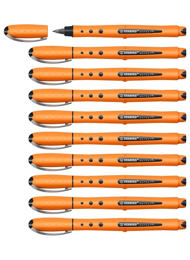STABILO Stabilo Rollerball Worker Fine 0.3mm Roller Ball Pen Box of 10 Blue  - Image 1