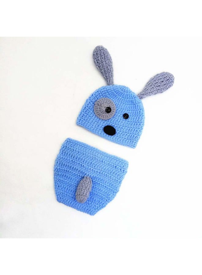 SunBaby Newborn Photography Props Baby Knitting Wool Material Photography Costume Cute Animal Style Baby Crochet Clothes (Blue Dog) - Image 4