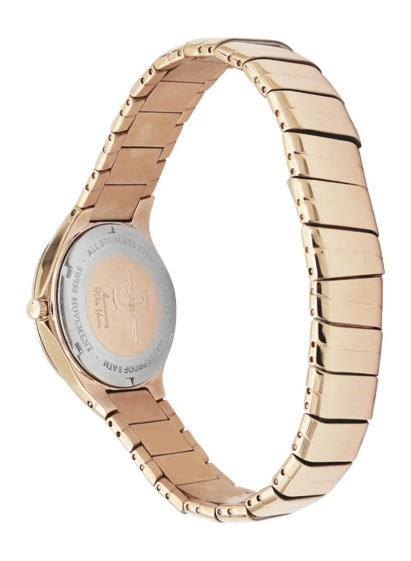 JOVIAL Women's Fashion Watch, Blue & Rose Gold, Stainless Steel Metal Bracelet, 34mm - Image 2