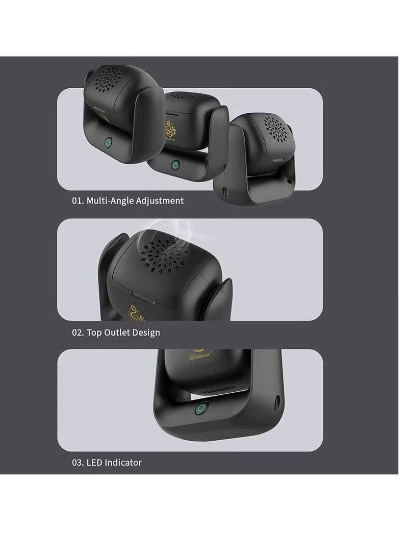 Electrical Bakhoor Insense Burner Modern Rotatable Bukhoor Aromatherapy Machine Rechargeable USB Arab Bakhoor Muslim Aroma Diffuser Incense Oud Burner