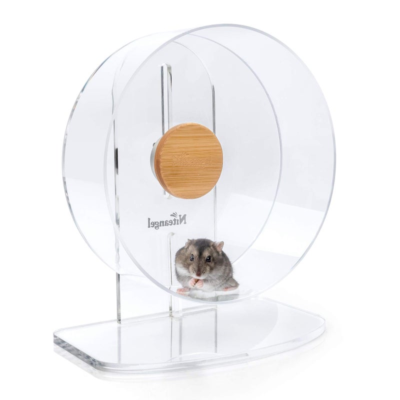 Niteangel Silent Hamster Exercise Wheel DualBearing Quiet Spinning Acrylic Hamster Running Wheel for Dwarf Hamster Gerbils Mice Degus Or Other Small Animals S