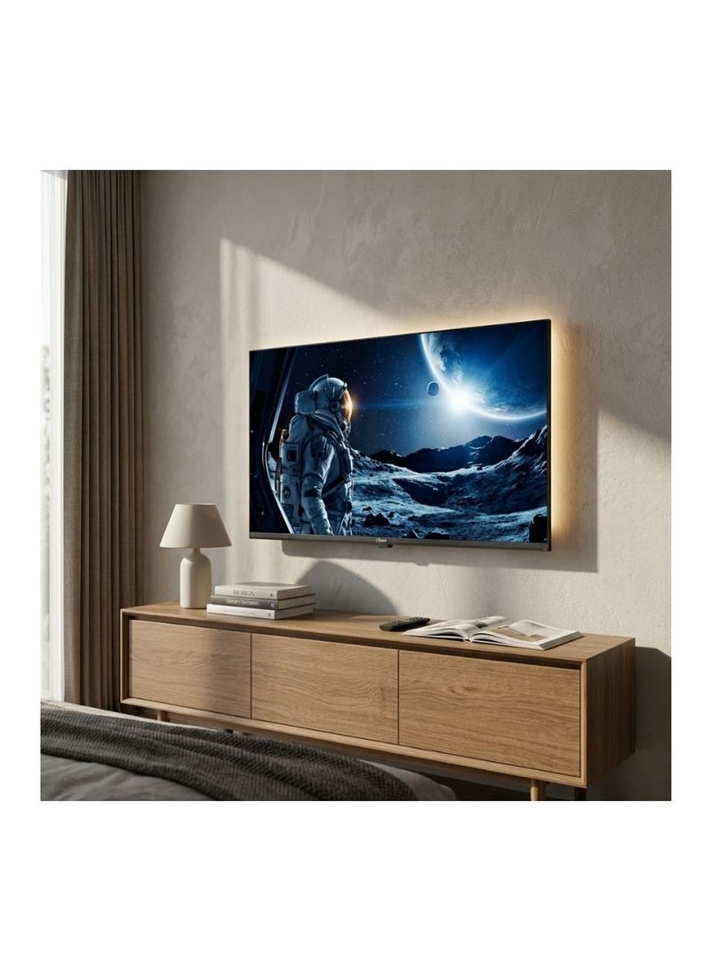 كليكون تلفزيون الذكي LED مقاس 32 بوصة CK915، دقة HD ‏1366×768، تصميم بدون حواف من 3 جوانب، زوايا مشاهدة واسعة، Wi-Fi مدمج، نظام تشغيل ذكي، منفذا HDMI مع ARC، منفذا USB 2.0، منفذ LAN RJ45، مدخل RF Coaxial ومخرج سماعة، أسود - Image 4