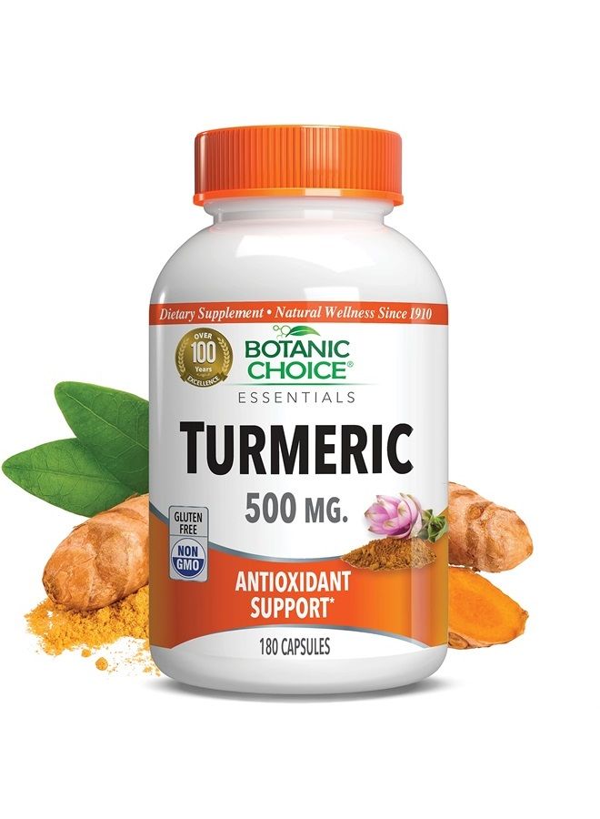 Botanic Choice Premium Turmeric Antioxidant Support - Joint Health Supplement for Adults - 180 Vege Capsules (500 mg each) - Image 1