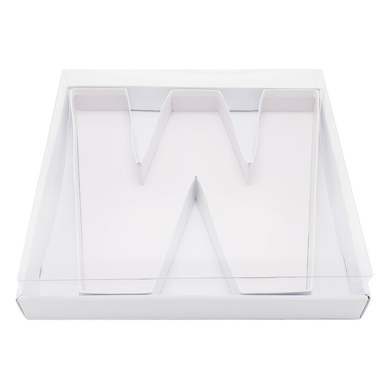 WENPACK 125 Cardboard Letter Shaped Charcuterie Mache Strawberries Fillable Sweet Box with Clear Lid White W