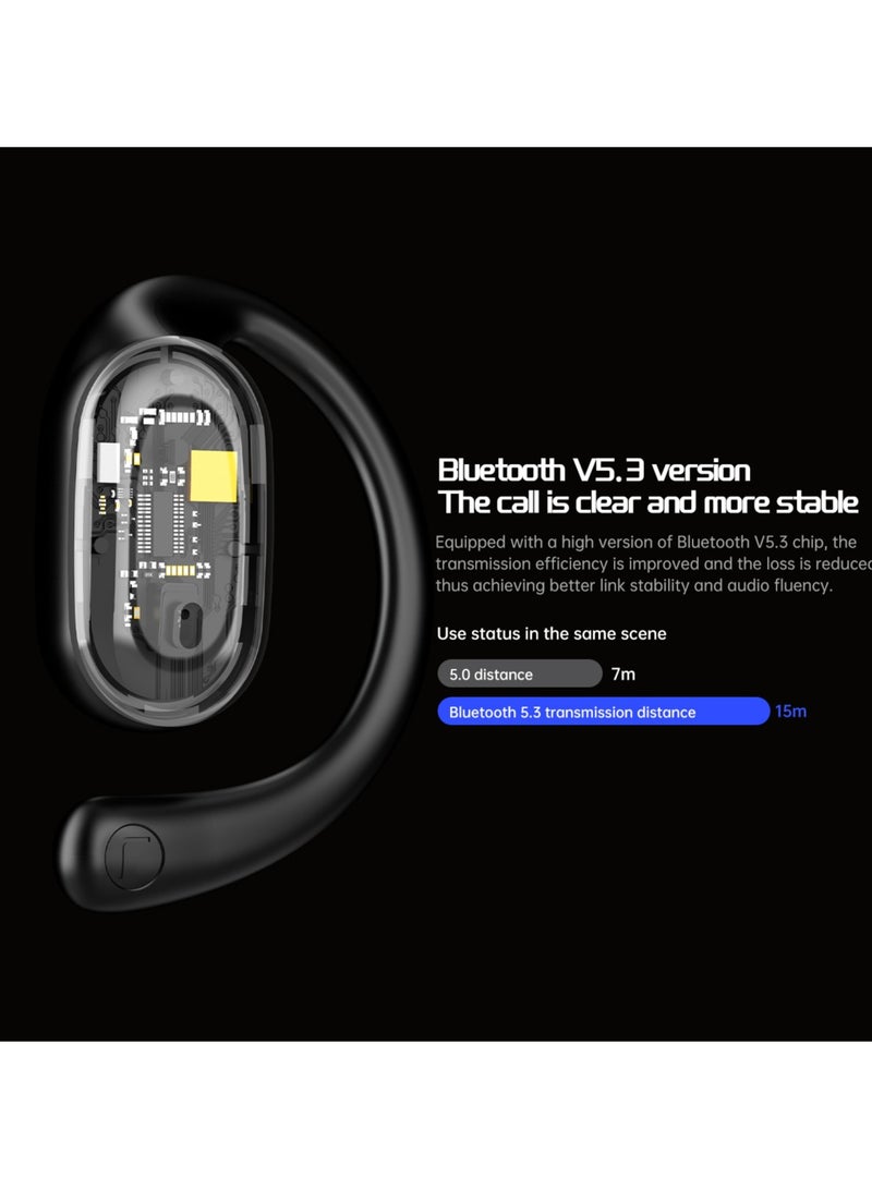AROAQ X19 Wireless Bluetooth 5.3 Headphones Ear-Hook Earbuds with Microphone In-Ear Sports Headset Sweatproof Noise Reduction Earphone for Running Driving Office Working (Transparent Cap) - Image 5