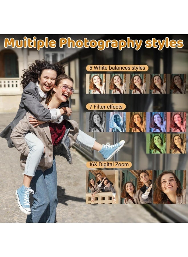 Lecran 5K Point and Shoot Digital Camera, 75MP for Photography, 2 Batteries, Wide Angle & Macro Lens, With 64GB TF Card, 18X Digital Camera with 3" 180° Flip Screen - Image 5