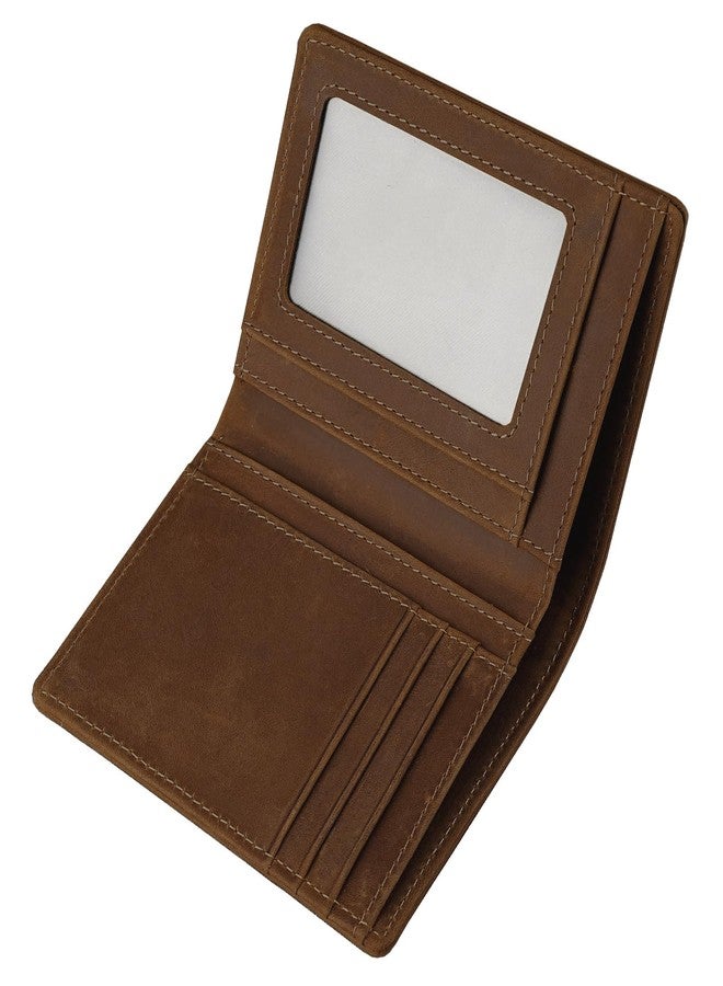 LnxLtw Slim Vertical Wallet for Men – Full Grain Leather RFID Blocking Mens Bifold Wallet with ID Window, 7 Card Slots & 2 Cash Pockets, Front Pocket Compact Travel Wallet with Gift Box (Coffee Brown) - Image 1