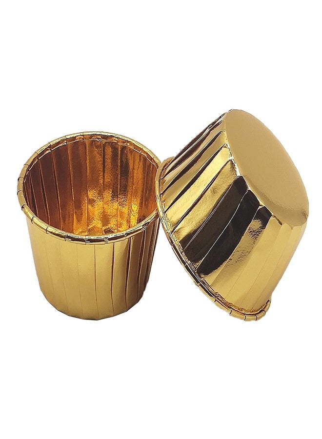 Mombake Aluminum Foil Standard Muffin Cupcake Liners, Disposable Baking Cups with Vibrant Color for Party Celebration, Gold 50-Count - Image 2