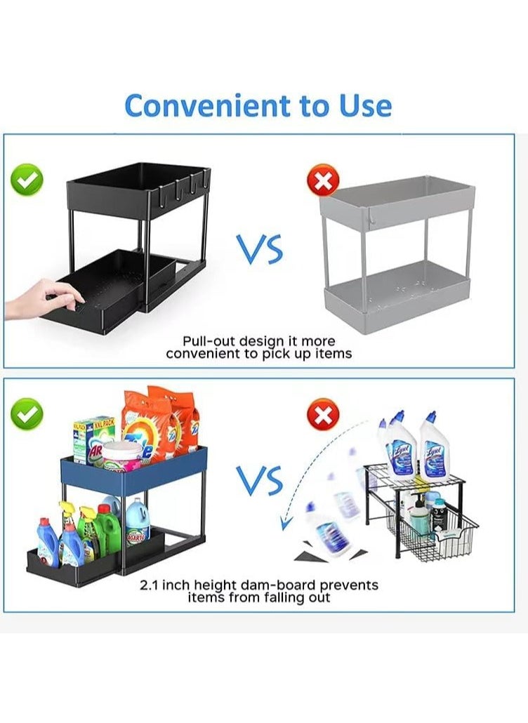 RATSAW - 1 Pack Under Sink Organizers and Storage Pull Out Sliding Drawer 2 Tier Multi-purpose Kitchen Under the Sink Organizer Under Bathroom Sink Shelf Storage Rack for Countertop Laundry - Image 1