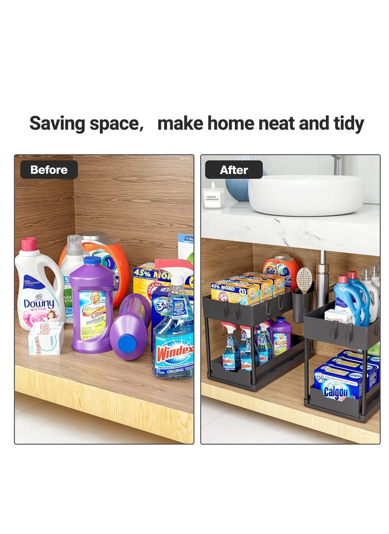 RATSAW - 1 Pack Under Sink Organizers and Storage Pull Out Sliding Drawer 2 Tier Multi-purpose Kitchen Under the Sink Organizer Under Bathroom Sink Shelf Storage Rack for Countertop Laundry - Image 1