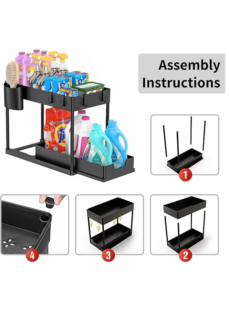 RATSAW - 1 Pack Under Sink Organizers and Storage Pull Out Sliding Drawer 2 Tier Multi-purpose Kitchen Under the Sink Organizer Under Bathroom Sink Shelf Storage Rack for Countertop Laundry - Image 1