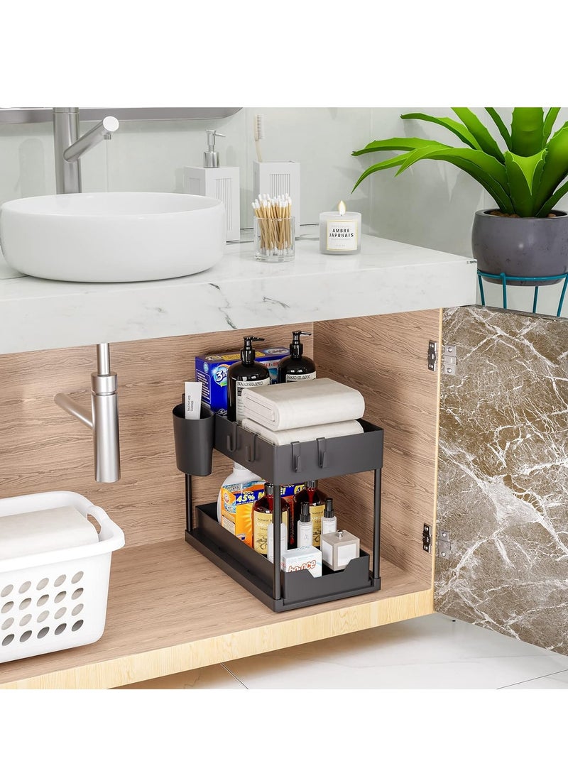 RATSAW - 1 Pack Under Sink Organizers and Storage Pull Out Sliding Drawer 2 Tier Multi-purpose Kitchen Under the Sink Organizer Under Bathroom Sink Shelf Storage Rack for Countertop Laundry - Image 1