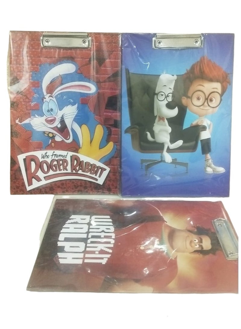 بلانشيطة كرتون ديزنى - أشكال مختلفة للأولاد مقاس A4 بمقبض معدن لمسك الاوراق - Image 1