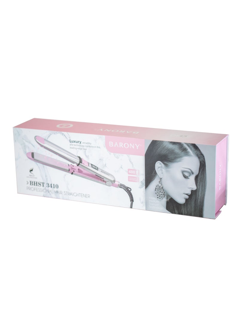Barony Titanium Ionic Ceramic Hair Straightener 480° - Pink - Image 3