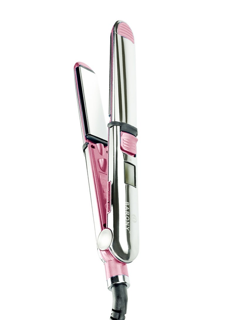 Barony Titanium Ionic Ceramic Hair Straightener 480° - Pink - Image 1