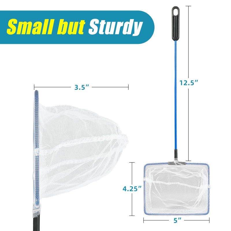 AQUANEAT Aquarium Fish Net, 5 inch Small Fish Tank Cleaning Net, Food Wastes Skimmer for Small Ponds and Pools - Image 2