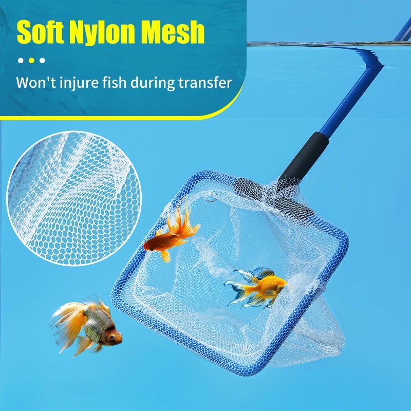 AQUANEAT Aquarium Fish Net, 5 inch Small Fish Tank Cleaning Net, Food Wastes Skimmer for Small Ponds and Pools - Image 3