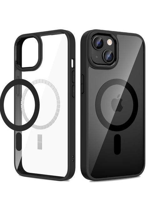 Generic Plastic High Quality Back Phone Protection Case With Safety Hard Silicone Edges And Magsafe Function Compatible For Iphone 13 - Black