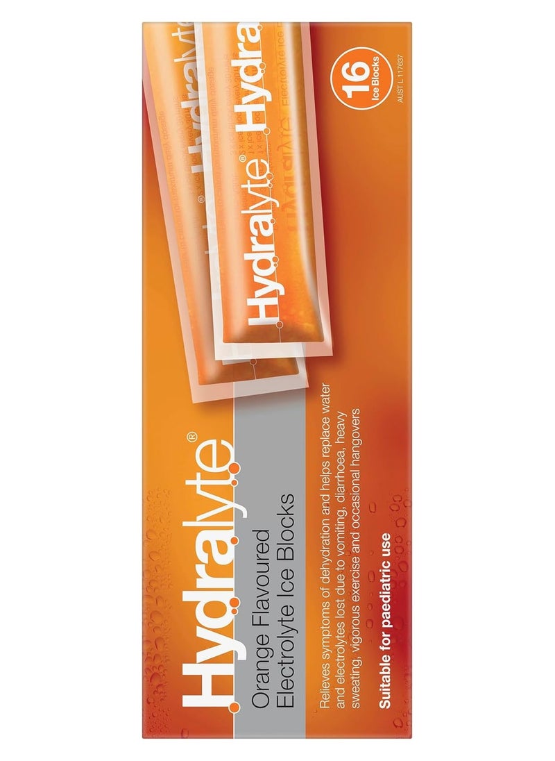 Hydralyte Hydralyte Electrolyte Ice Blocks Orange Flavoured 16 Packs  - Image 3
