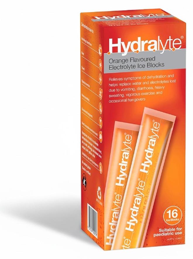Hydralyte Electrolyte Ice Blocks - Orange | Oral Rehydration Solution | No Added Sugar | Helps Restore Electrolytes | Ideal for Vomiting, Diarrhea & Sweating | WHO Formula | 16 Blocks - Image 1