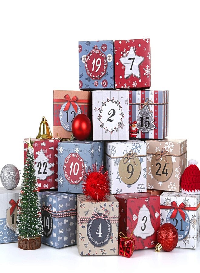 LIHAO Christmas Advent Calendar Box 2025, 24 Days Countdown to Christmas Printed Cardboard Gift Treasure Box - Make & Fill Your Own Advent Calendar for Party Present Decoration - Image 1