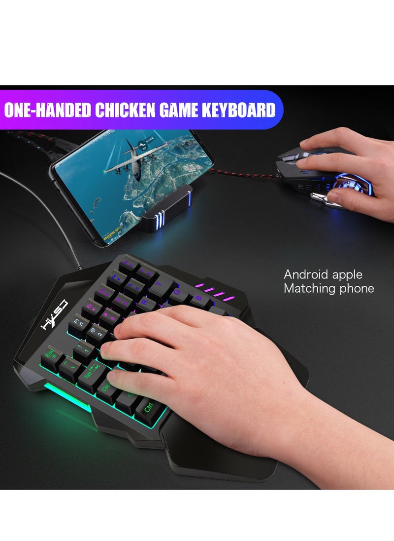 Generic - Single-handed gaming keyboard and mouse combination, 35 mechanical keys, half keyboard backlit mouse (for PUBG/Fps games/LOL/APEX/CSGO) - Image 1