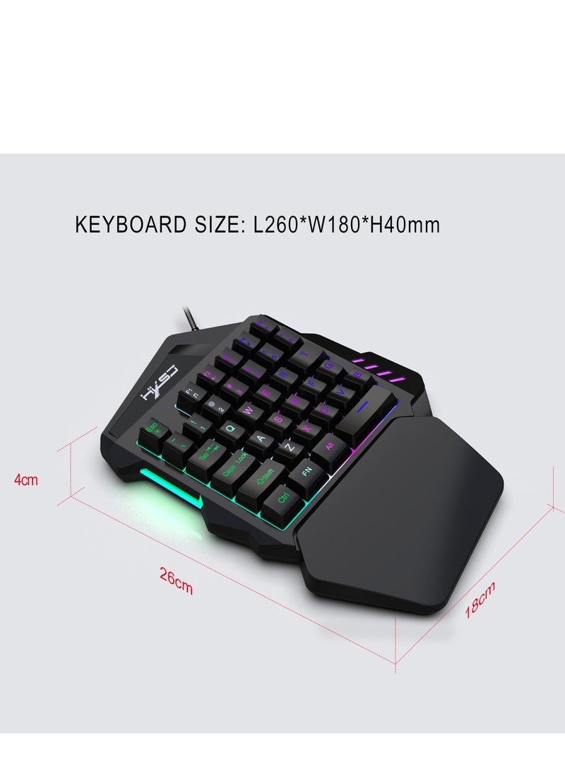 Generic - Single-handed gaming keyboard and mouse combination, 35 mechanical keys, half keyboard backlit mouse (for PUBG/Fps games/LOL/APEX/CSGO) - Image 1