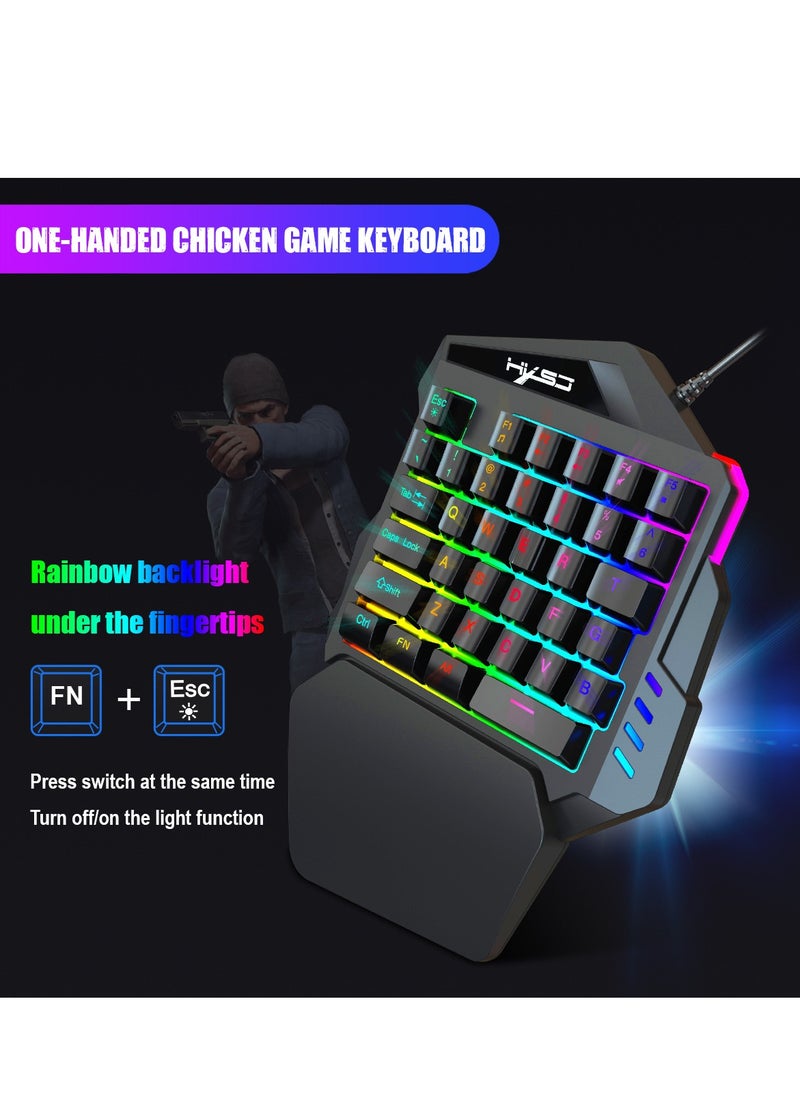 Generic - Single-handed gaming keyboard and mouse combination, 35 mechanical keys, half keyboard backlit mouse (for PUBG/Fps games/LOL/APEX/CSGO) - Image 1