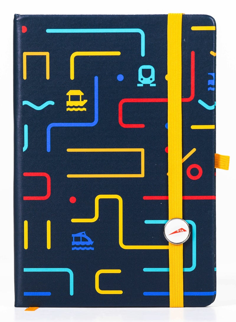 RTA RTA A5 Notebook – Move Design | PU Leather Cover with Colorful Transit Graphics and Epoxy Metal RTA Charm | Elastic Closure  - Image 1