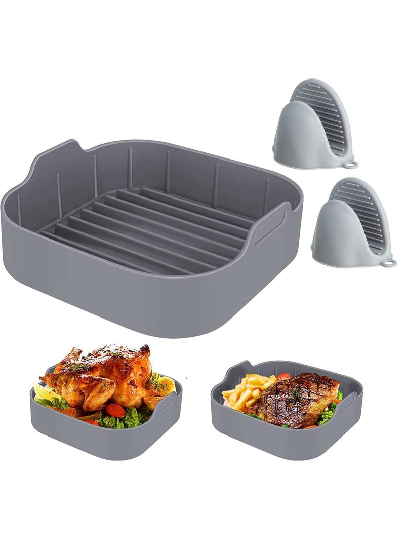 SYOSI Air Fryer Silicone Pot, 2 Pieces Mini Oven Gloves, Airfryer Insert Silicone Bowl, Replacement of Parchment Paper Liners, Food Safe Reusable Air Basket, Non-Stick (8-inch)  - Image 1