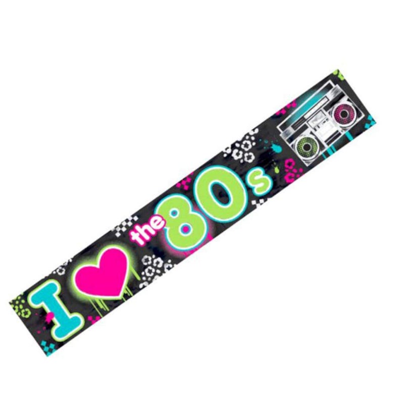 Amscan I Love The 80's Multicolor Foil Banner - 25' (Pack Of 1) - Retro Disco Theme Party Decorations - Image 2