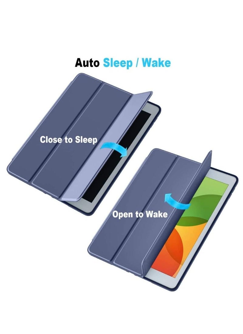 Soft TPU Cover with Trifold Stand and Pencil Holder For iPad 9th Generation 2021/8th Generation 2020/7th Generation 2019 10.2in (Blue Grey) - Image 3