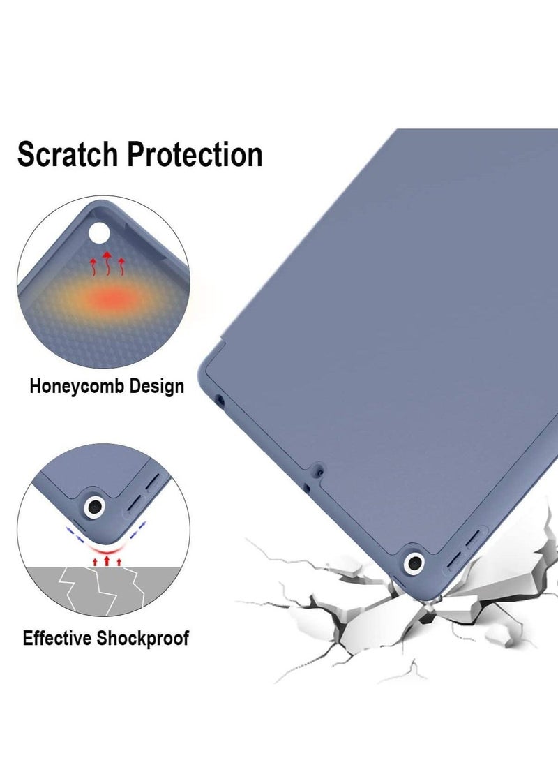 Soft TPU Cover with Trifold Stand and Pencil Holder For iPad 9th Generation 2021/8th Generation 2020/7th Generation 2019 10.2in (Blue Grey) - Image 4