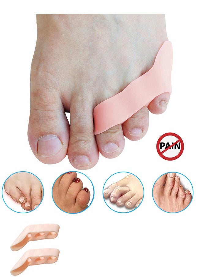 Unik - 2 Piece Pinky Gel Toe Separators, 3-Holes Toe Separators for Overlapping Toe, for Curled Pinky Toes Correct and Protect, Pain Relief from Friction - Image 1